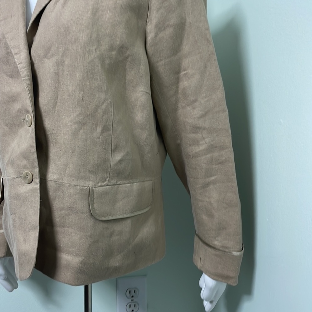 Tan Linen Blazer - Picture 2 of 10